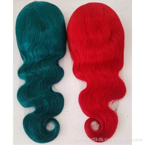 Wholesale Colorfull Orange Ginger Ombre Red Hair Wigs Green Color Lace Wigs Human Hair Purple Highlighted Full Lace Wigs